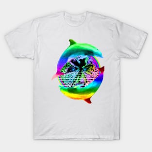 Palm Tree Dolphin Retro T Shirt T-Shirt